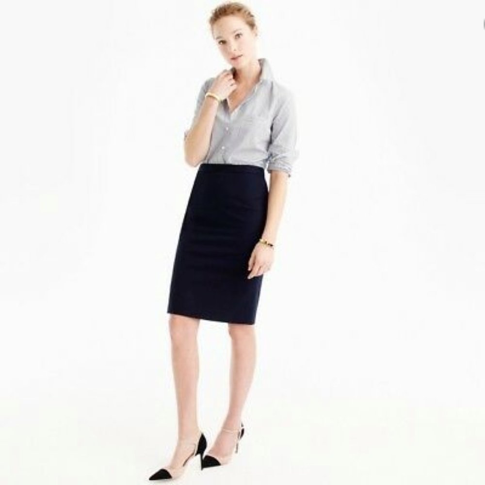 J. Crew Stretch Double Surge Pencil Skirt Black 0